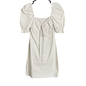 White Milkmaid Bustier Tie Bodycon Dress with Puff Sleeves